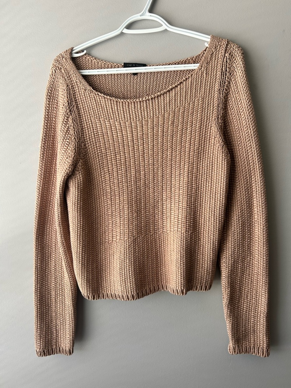 rag & bone Beige Scoop-Neck Knit Sweater